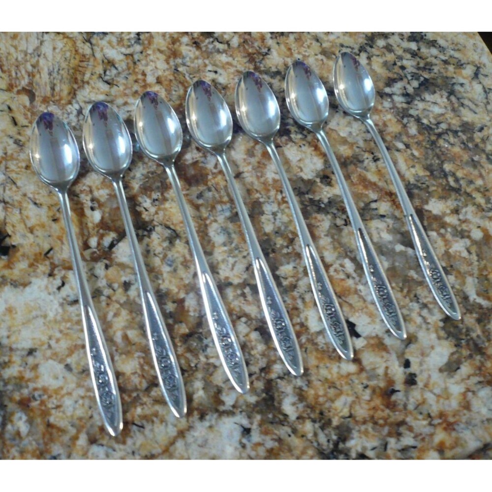 Ekco Eterna Country Garden 7 Iced Tea Spoons Stainless Steel Japan
